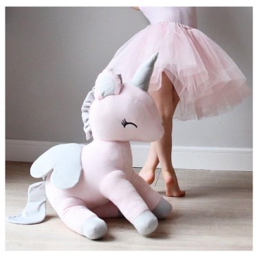 Pluche unicorn XL - roze met grijs - eenhoorn