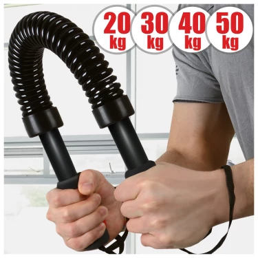 Physionics - Arm Buigveer - Zwart - Stalen buigstang voor bovenarmen, onderarmen, biceps en borst Krachttraining - Power Twister, Armtrainer, Spanveer, Weerstandsveer