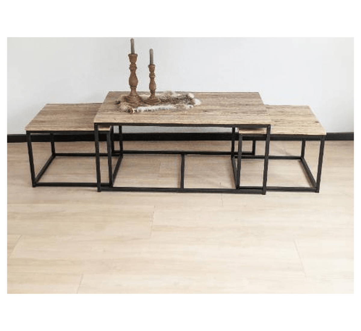 Urban-living-salontafel-houtlook-met-2-bijzettafels-set